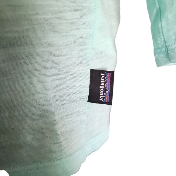 PATAGONIA Women's Top Front Pocket 3/4 Sleeve In Aqua Size Small - Picture 10 of 13